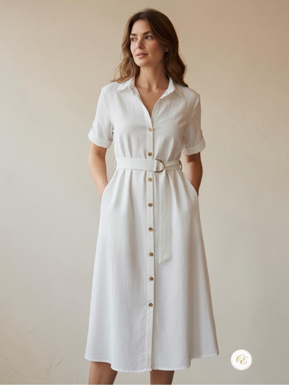 Zara White Midi Shirt Dress | Ring Belt | NWT | Size S
